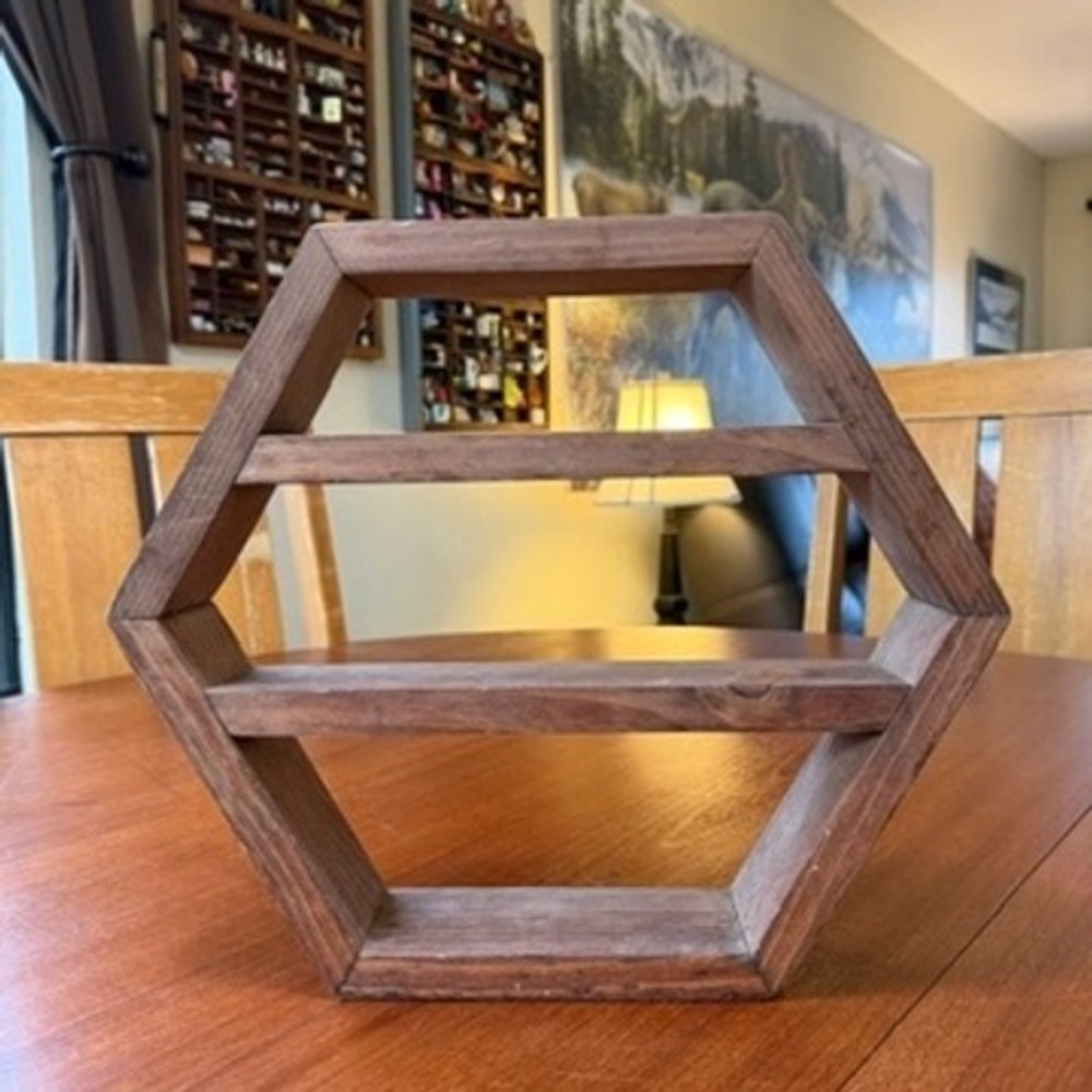 Vintage Wooden Hexagon Floating Shelf Rustic Trinkets Cottagecore Boho Granny
